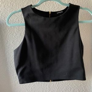 Express black crop top with cutout back